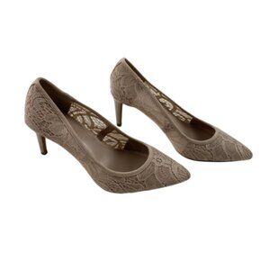 Women Stiletto Heels Nude Lace Pointed Toe Elegant – Size 7.5